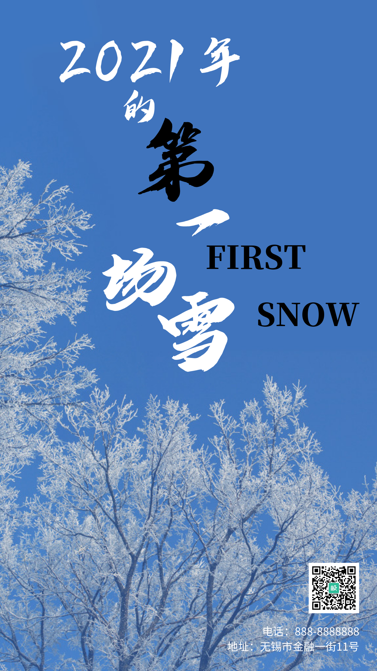 2020年的第一场雪摄影简约风手机海报