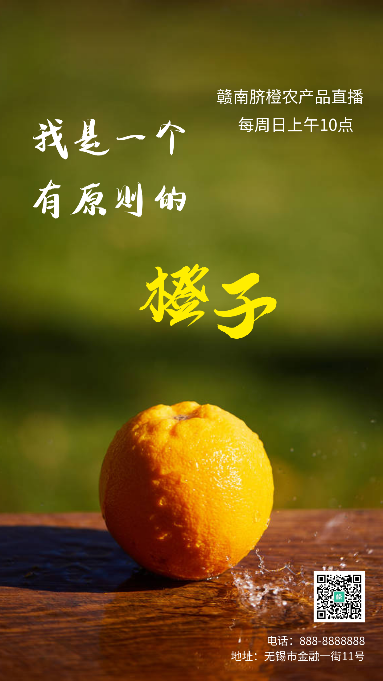 赣南脐橙农产品直播摄影简约风手机海报