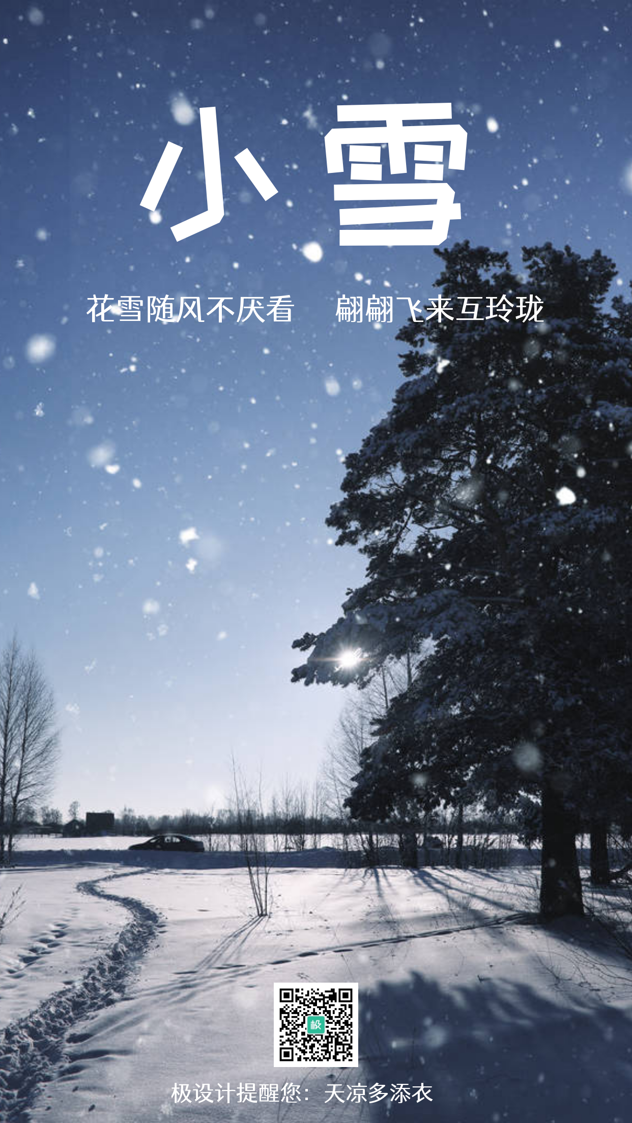 中国传统二十四节气小雪摄影图手机海报