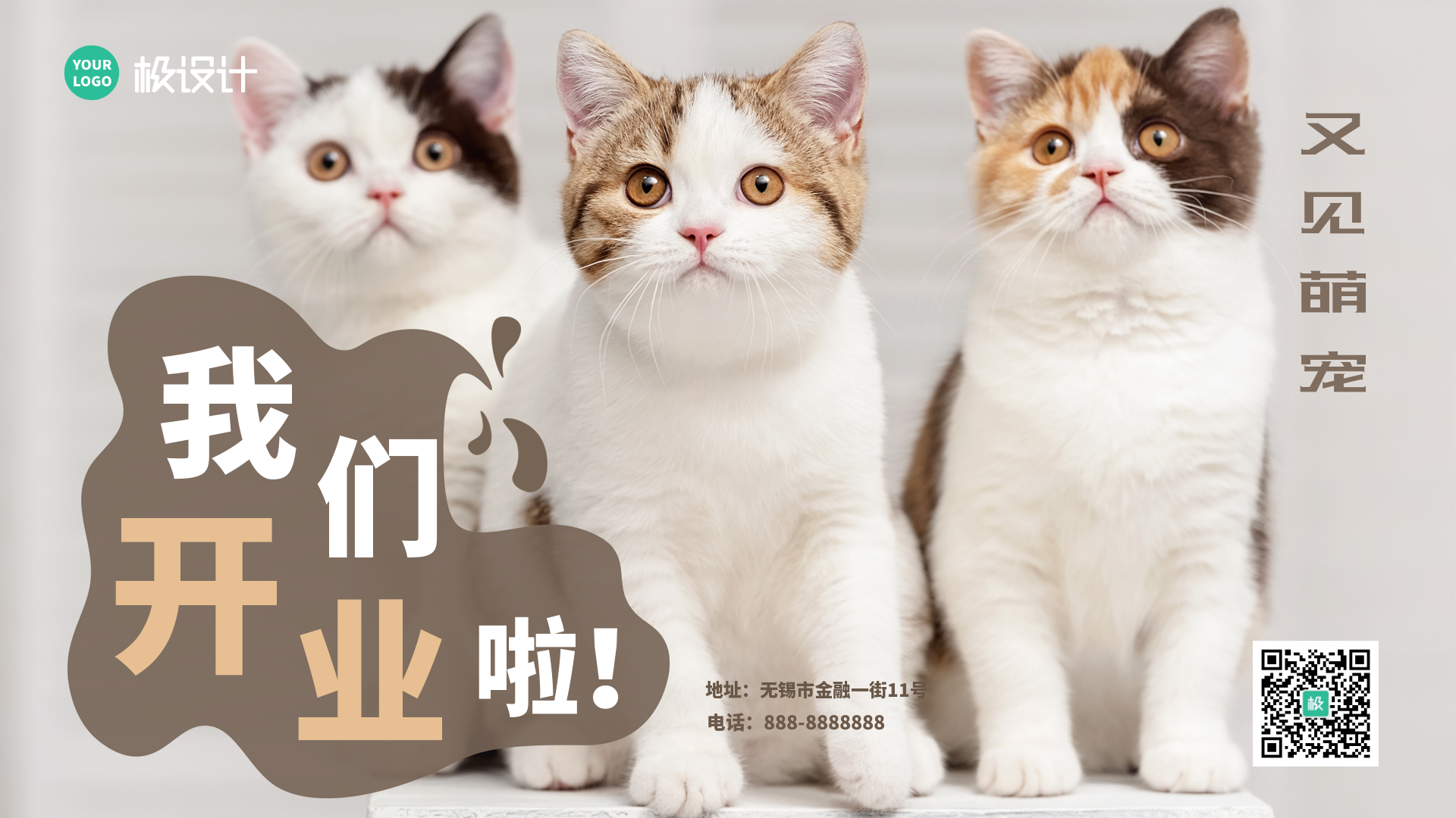 宠物猫商业活动营销推广海报-横