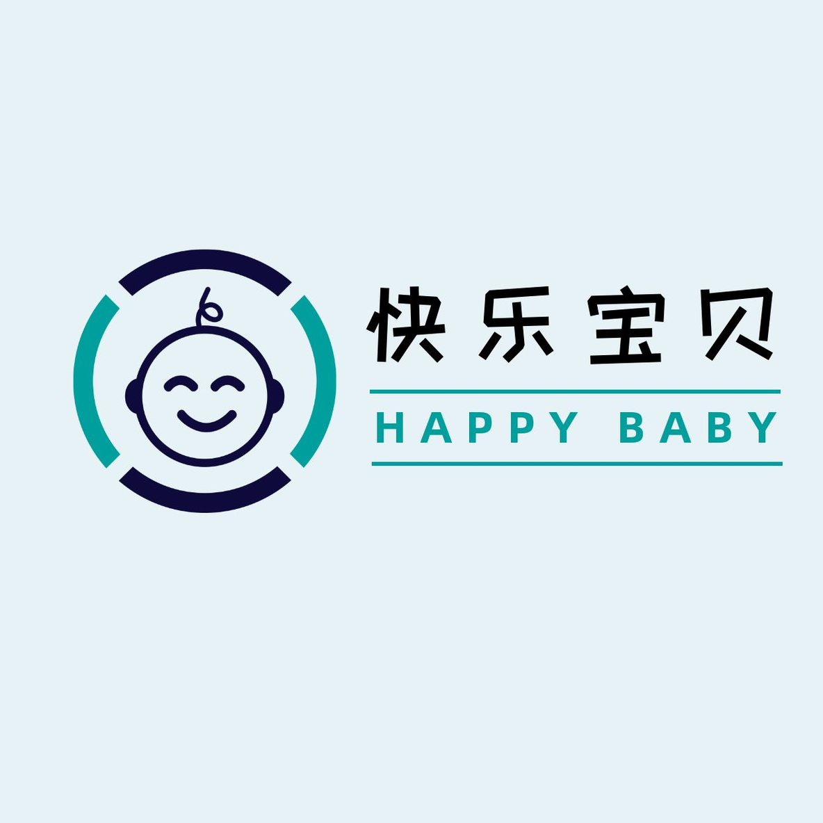 母婴蓝笑小孩logo